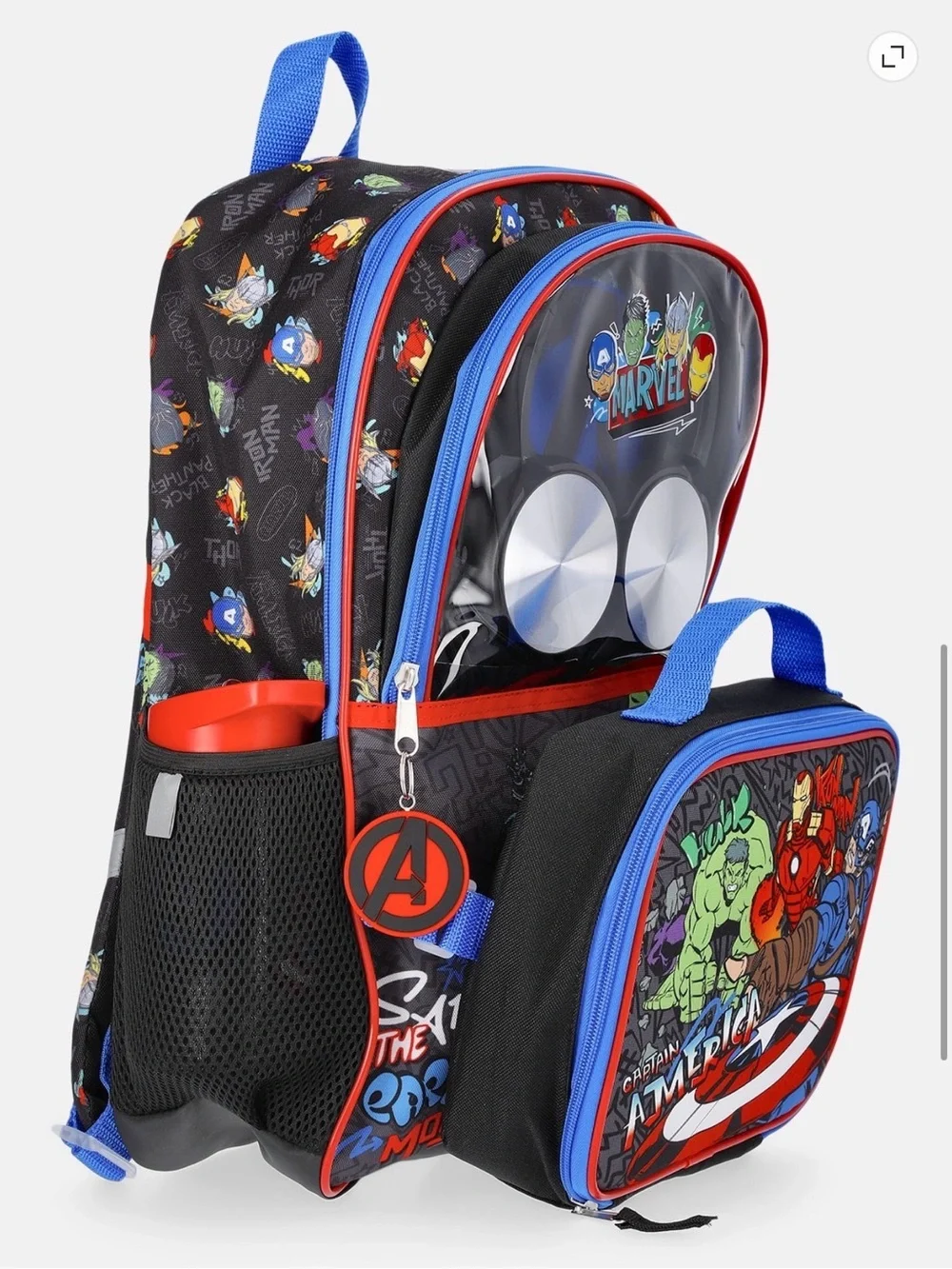Marvel Blue & Red Avengers Kids Backpack with Character Graphic
